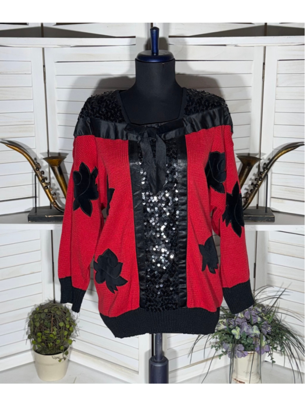 vintage 90s beaded sweater sequins oversized whimsigoth glam Holiday cocktail M